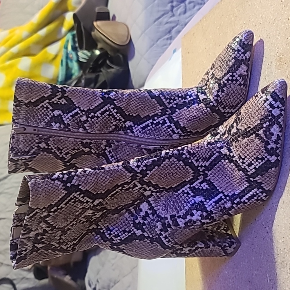 Jeffrey Campbell Siren Snakeskin Patterned Ankle Boots